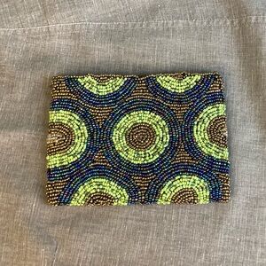 Vintage Handmade Beaded Zip Pouch Bag